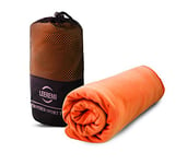 Norstat Serviette Sport Microfibre avec Housse de Transport- Orange - 76x152 cm, 152 x 76 CM