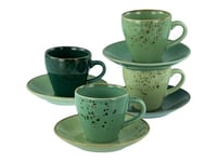 CreaTable, 22881, Serie Nature Collection Green Life, 8-teiliges Geschirrset für 4 Personen, Espresso Set aus Steinzeug, spülmaschinen- und mikrowellengeeignet, Qualitätsproduktion