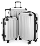 HAUPTSTADTKOFFER - Spree - Set de 3 valises, Bagages rigides, ABS, TSA, extensible, extra léger, 4 roues, (S M & L), Blanc