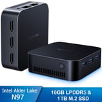 Mini PC Blackview MP80 16 Go DDR5 1 To SSD, Intel Alder Lake N97 3.60 GHz,Windows 11, 2.4+5G WiFi - Bleu