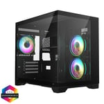 CiT Concept Black MATX Gaming Cube Case w/ 3 x Celsius Dual-Ring Infinity Fans