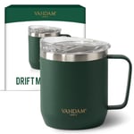 VAHDAM Tasse À Café En Acier Inoxydable Avec Anse (300 Ml) - Vert | Tasse Isotherme À Double Paroi Et Anti-Transpiration Avec Couvercle Coulissant Pour Boissons Chaudes Et Froides | Tasse À Café/Thé