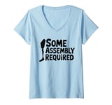 Womens Some Assembly Required Funny Leg Amputee Humor V-Neck T-Shirt