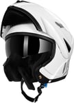 Westt Casque Moto Homme Femme, Casque intégral modulable Flip-up, Casque Jet Chopper cyclomoteur Scooter, Casque modulaire pour Moto, certifié ECE Dot, Blanc, M (57-58 cm)