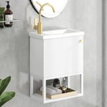 Meuble de salle de bain lavabo avec meuble bas 40 cm, lavabo encastré, meuble sous-vasque suspendu blanc, petit meuble de toilette invités