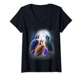 Womens 3 Falcon Howling At The Moon Funny Hawk Bird Lover Birder V-Neck T-Shirt