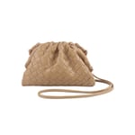 PU Vävd Väska Satchel Cloud Mini Läder Clutch Väska khaki