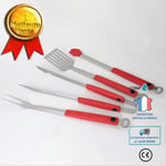 CONFO® BBQ Tools Rött handtag BBQ Tool Set 4 delar BBQ Tool Set Barbeque Tool Set