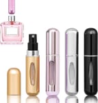 4PCS 5ml Perfume Atomiser Refillable Bottles Portable Black,gold,silver,pink 