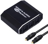 NÖRDIC 1 til 3 Splitter Optisk Audio SPDIF TOSLINK-kabel 1m inkluderer støtte for Dolby Digital DTS 5.1 PCM LPCM