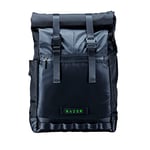 Razer Recon Rolltop Backpack (15.6") - Sac à dos polyvalent tout temps (Design Rolltop avec ouverture zippée, Construction étanche et résistante à l'abrasion, Emplacement dédié pour ordinateur portable jusqu'à 15 pouces) Noir