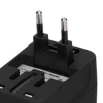 Adaptateur de voyage universel avec convertisseur de puissance et 2 ports USB pour le Royaume-Uni, l'UE, les États-Unis, le Japon, l'Australie, la Chine, 100240 V, noir