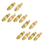 RCA Connector Plug,12-Pack RCA Female Plug Screws Audio Video In-Line Jack T3W2