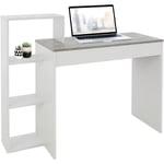 ML-Design Bureau avec 3 Étagères de Rangement, Table de Travail d'Ordinateur PC, Blanc avec Plateau Imitation Béton, 110x72x40 cm, en Bois, Système 2