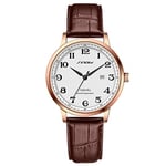 SINOBI Classique Affaires Montres pour Hommes Chiffres Arabes Easy Reader Montres de Poignet pour Hommes avec Calendrier Date Résistant à l'eau (Rosegold-Brown-Leather)