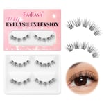 Fadlash Faux Cils Volume Russe Cils 3D Extension Cluster Cils 2 Paires Cils Individuels Reutilisable DIY Facile À Appliquer À La Maison(TC01)