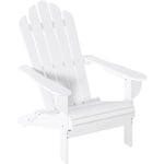 Outsunny - Fauteuil Adirondack pliable de jardin grand confort dossier incliné assise profonde bois de sapin traité peint blanc