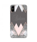 Coque Iphone XR believe marbre geometrique tropical jungle gris