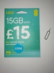 EE 4G £15 Data Pack Combi PAYG 15GB Unltd Mins Txts ZERO CREDIT + SIM EJECTOR