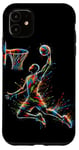 Coque pour iPhone 11 Joueur de basket-ball Slam Dunk Splash Color Sport