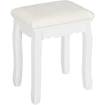 Tabouret Coiffeuse Woltu Chaise de Maquillage en Velours, Pouf Banc Piano Style Baroque, Pieds en Bois Massif, 38x28,5x45cm, Blanc