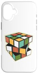 Coque pour iPhone 16 Plus Puzzle rétro en forme de cube - Couleurs vives et géométriques