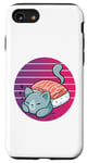 Coque pour iPhone SE (2020) / 7 / 8 Chat sushi saumon riz gris endormi adorable félin créatif