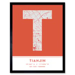 Tianjin China City Map Modern Typography Stylish Letter Framed Word Wall Art Print Poster for Home Décor