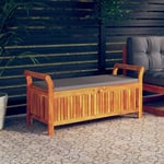 Banc de rangement de jardin Coffre de rangement avec coussin 126 cm Bois d'acacia 66251