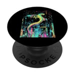 Cyberpunk Dragon Design Fantasy Art et Sci-Fi Fans Unique PopSockets PopGrip Adhésif