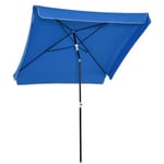 Parasol inclinable rectangulaire métal polyester haute densité 2L x 2l x 2,6H m bleu