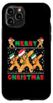 Coque pour iPhone 11 Pro Joyeux Noël Dabbing Gingerbread Men with Xmas Hats