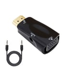 Bundle 2 Convertisseur de câble compatible HDMI vers VGA, adaptateur mâle vers noteale, prise audio 3.5mm, HD 1080P pour PC, ordinateur portable, tablette ""Nipseyteko