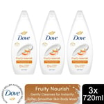 Dove Fruity Nourish Body Wash 0% Sulfate SLES for Soft & Smooth Skin 720ml, 3pk