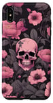 Coque pour iPhone XS Max Étui de téléphone gothique fleurs crâne roses et fond gothique