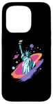 Coque pour iPhone 15 Pro Statue de la Liberté USA tenant une torche flamboyante avec des plantes