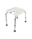 Alberts 140823 Tabouret de douche | en forme de U, réglable en hauteur | en plastique, blanc | 400 x 380 mm