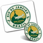 Mouse Mat & Coaster Set - Rio De Janeiro Brazil Travel Holiday  #7457