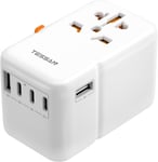 85W Gan Adaptateur Prise Universelle, Chargeur Usb C Charge Rapide, Prise Universelle Voyage Avec 3 Usb C Et 2 Usb A, Chargeur Adaptateur Pour Usa Uk Italie Thaïlande Canada Japon Australie