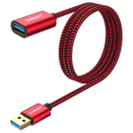 Rallonge USB 3.0 1m Câble d'extension 5 Gbps Ultra rapide Court USB A mâle vers A femelle Pour lecteur de cartes,clavier,imprimante,scanner,appareil photo¿Rouge¿