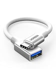 UGREEN Adaptateur USB C vers A 3.0 5Gbps OTG Câble Type-C Mâle vers Type-A Femelle Nylon Tressé Aluminium Compatible avec iPhone 16 Plus Pro Max 15 MacBook Air iPad Galaxy S24 (Argent)