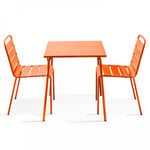 Ensemble table de jardin carrée et 2 chaises acier orange Palavas  Oviala