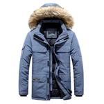 Doudoune Homme Hiver Outwear Blouson Sport Chaud Manteau Militaire Parka Fausse Fourrure Avec Coupe-Vent Fit Grande Vêtements Masculin Xdm2