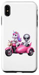 Coque pour iPhone XS Max Licorne et extraterrestre OVNI équitation une moto garçons filles femmes