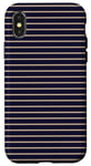 Coque pour iPhone X/XS Bleu marine Tan rayé girly esthétique Preppy Stripe