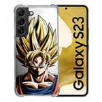 Cokitec Coque Renforcée en Verre Trempé pour Samsung Galaxy S23 Manga Dragon Ball Sangoku Portrait