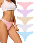 VOENXE String Tanga Femme sans Couture,Invisible Culotte Taille Basse,Seamless Slip Femme,Sport Women Thong Underwear Microfibre,sous-vêtements Multipack Bresilien,Confortable Panties Lot de 5