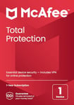 McAfee Total Protection 2023 | 1 Devices | Antivirus Internet Security Software | Unlimited VPN | 1 Year Subscription | By Post