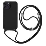 Coque Cordon iPhone 14 Pro Max Semi-rigide avec Lanière Tour du Cou 80cm noir