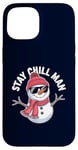 Coque pour iPhone 15 Stay Chill, Man Cool Winter Snowman, Noël